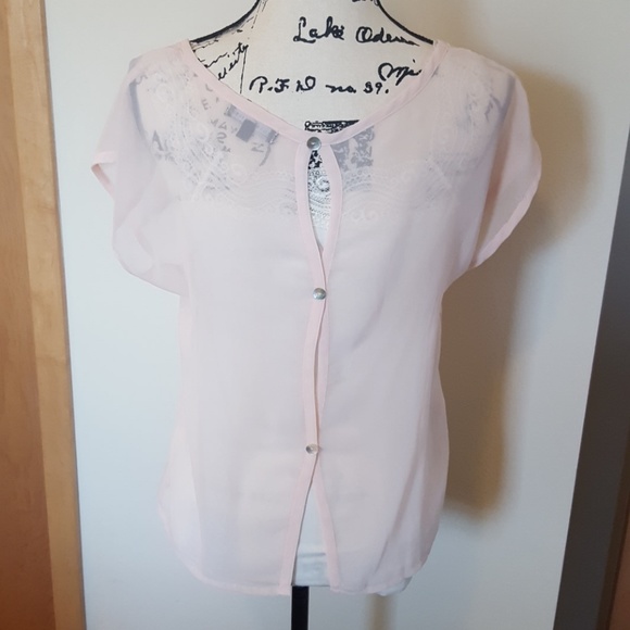 ~LOVE CULTURE * sheer blush overlay top - Picture 2 of 7